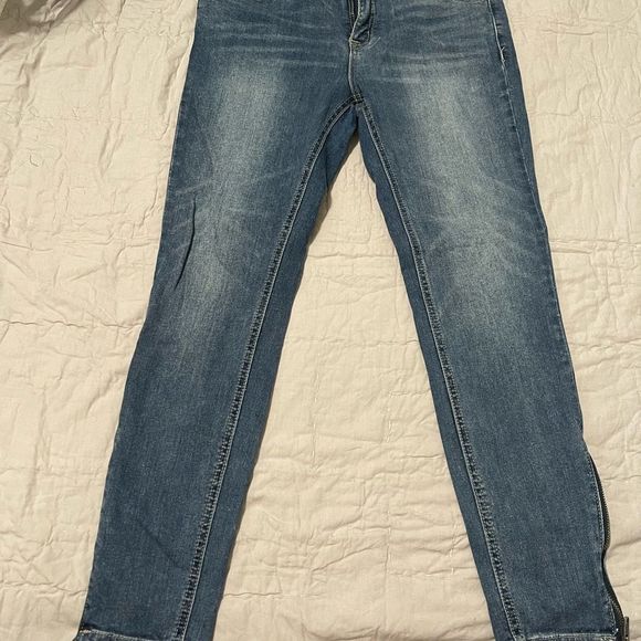 Free People Denim - Free People High Waist Skinny Jeans Side Zip Ankle